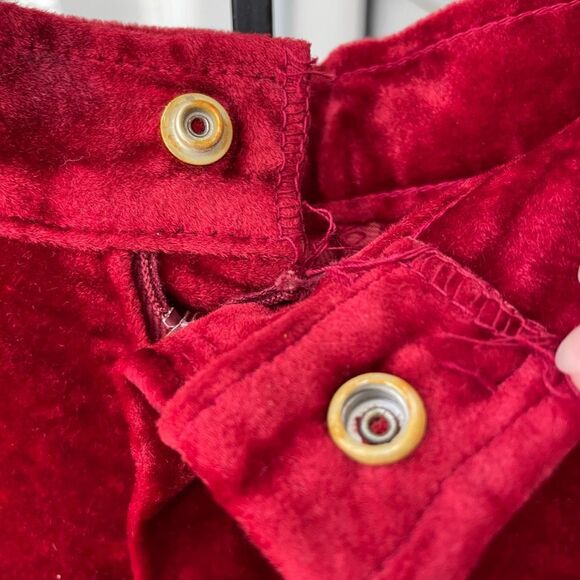 Vintage 70s Red Velveteen Extreme Wide Leg Palazzo Pants XS 2 4 - Picture 5 of 8